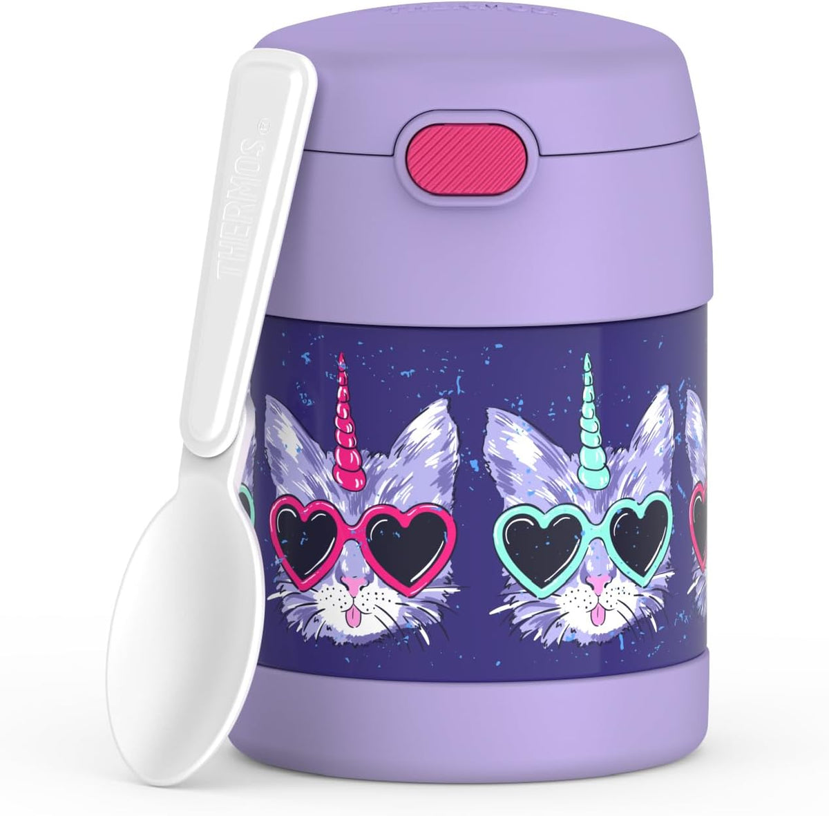 THERMOS FUNTAINER Kids Food Jar with Spoon, 10oz, Pink