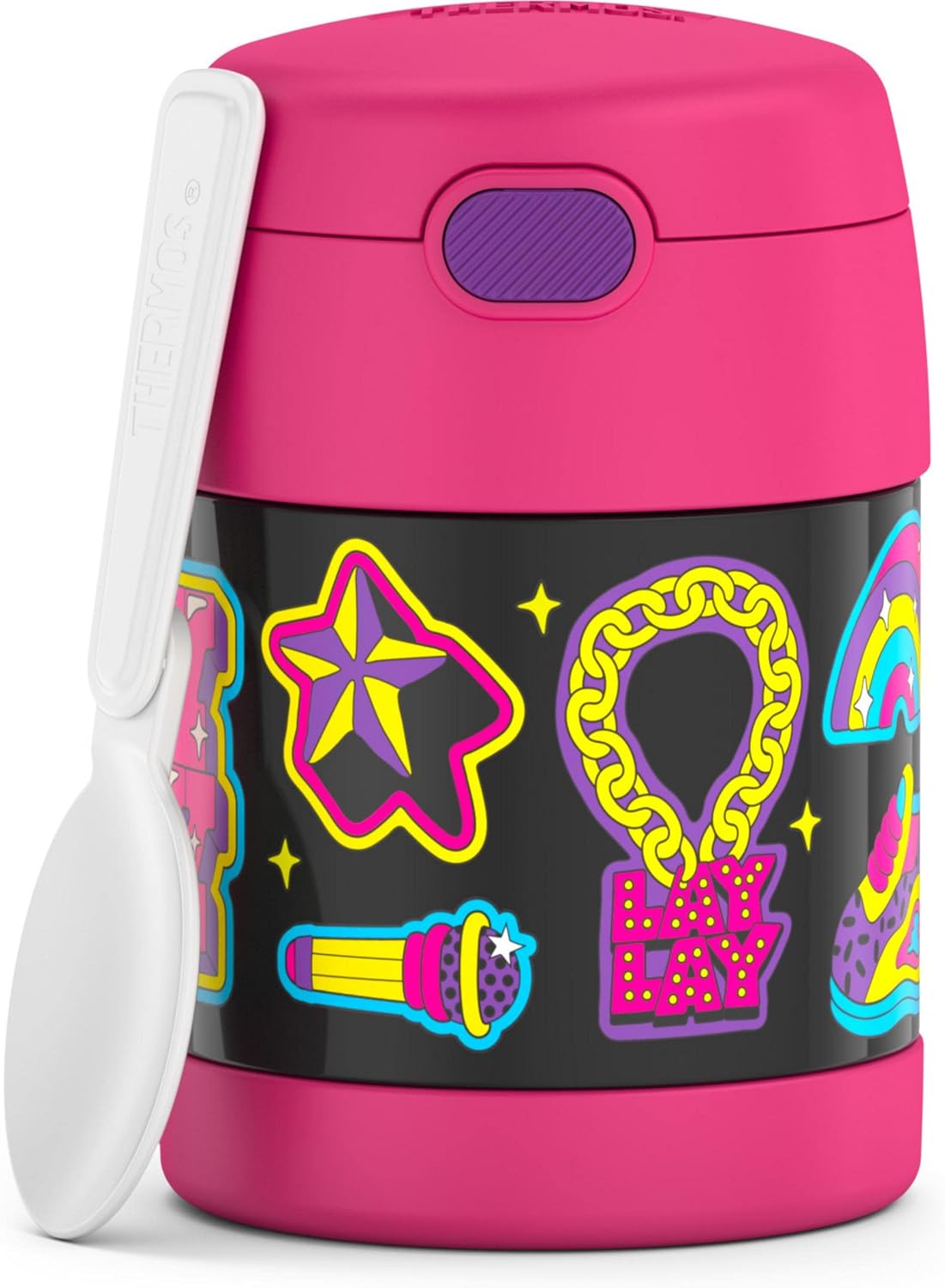 THERMOS FUNTAINER Kids Food Jar with Spoon, 10oz, Pink