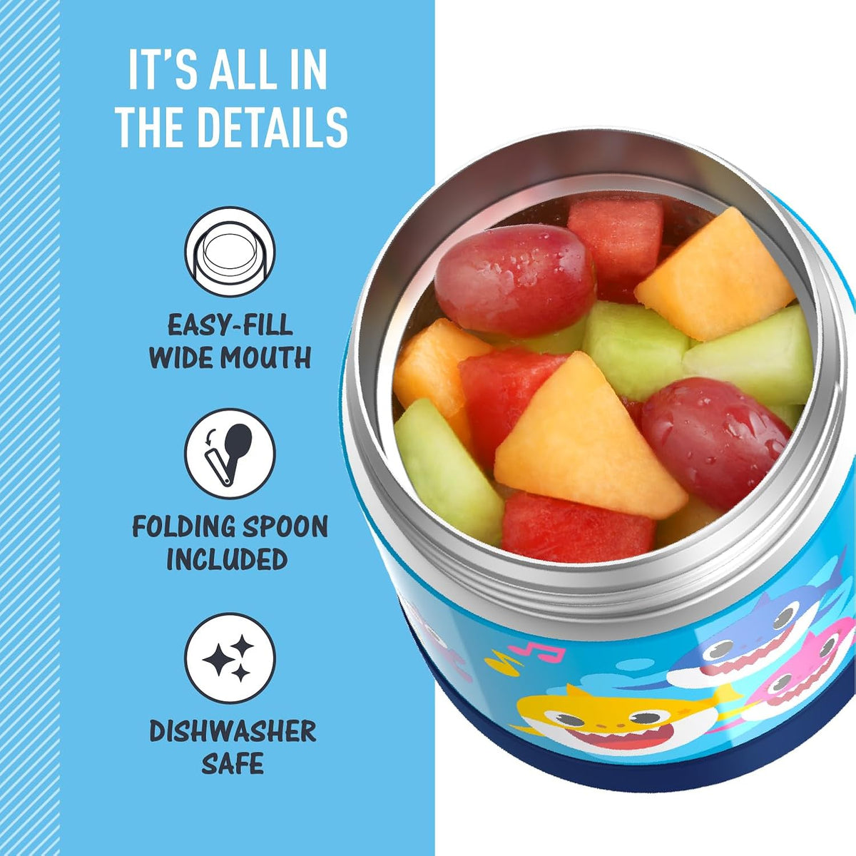 THERMOS FUNTAINER Kids Food Jar with Spoon, 10oz, Pink