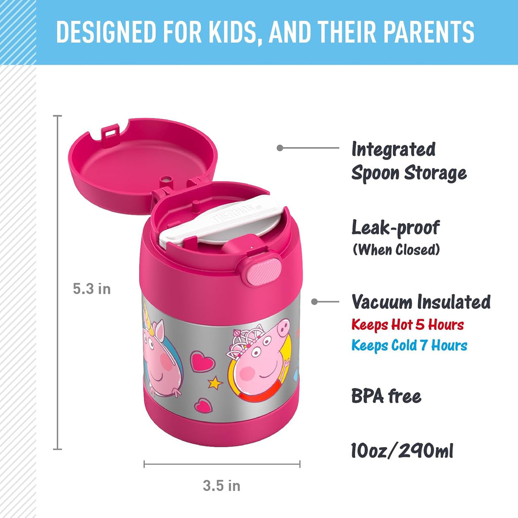 THERMOS FUNTAINER Kids Food Jar with Spoon, 10oz, Pink